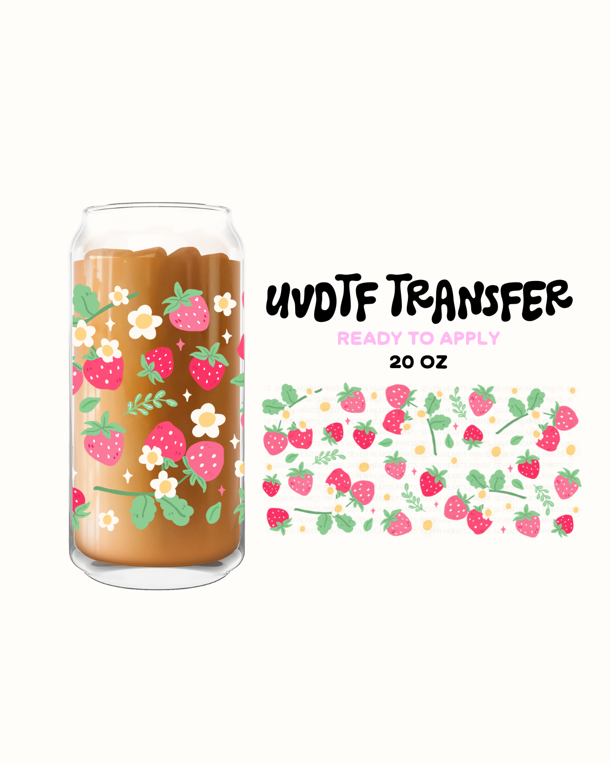 Strawberries and flowers - UVDTF 20oz Cup Wrap