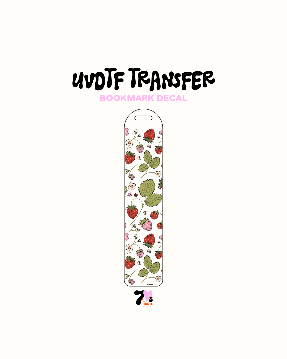 Strawberry and flowers - UVDTF Bookmark Decal