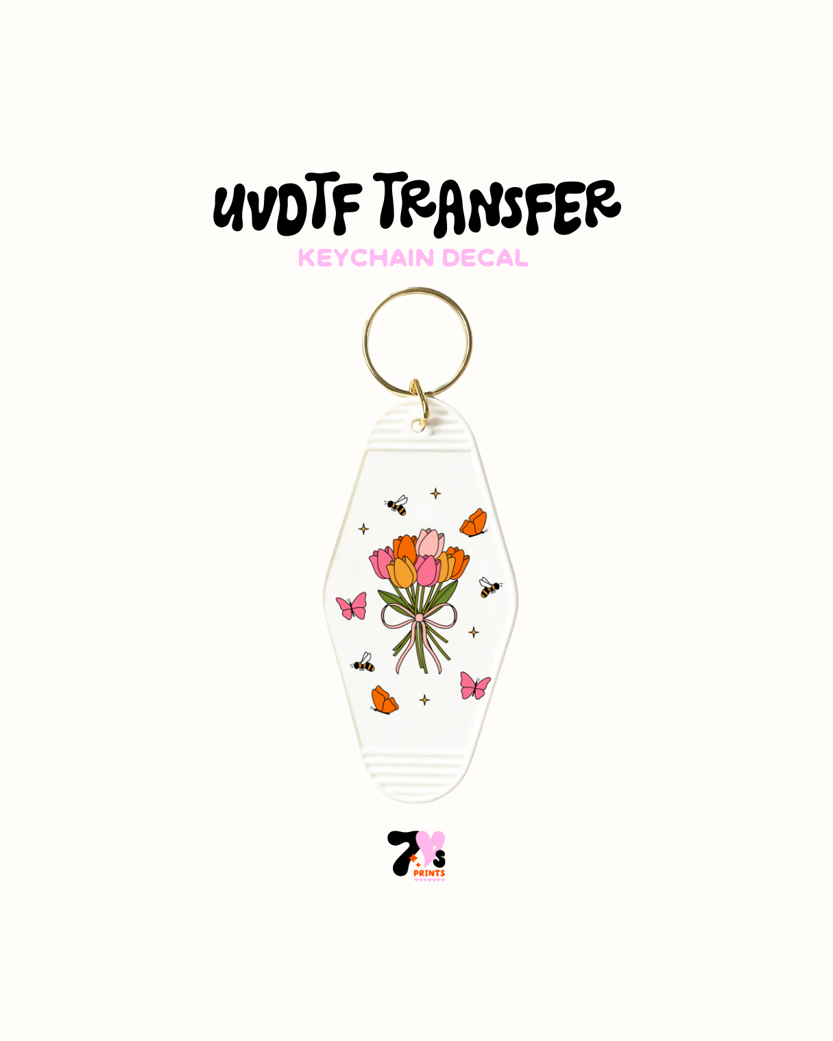 Flower (orange) - UVDTF Keychain
