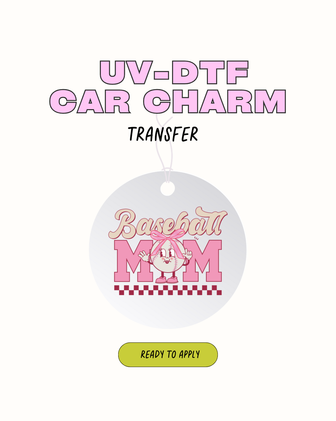 Mamá de béisbol - Calcomanía con dije de coche