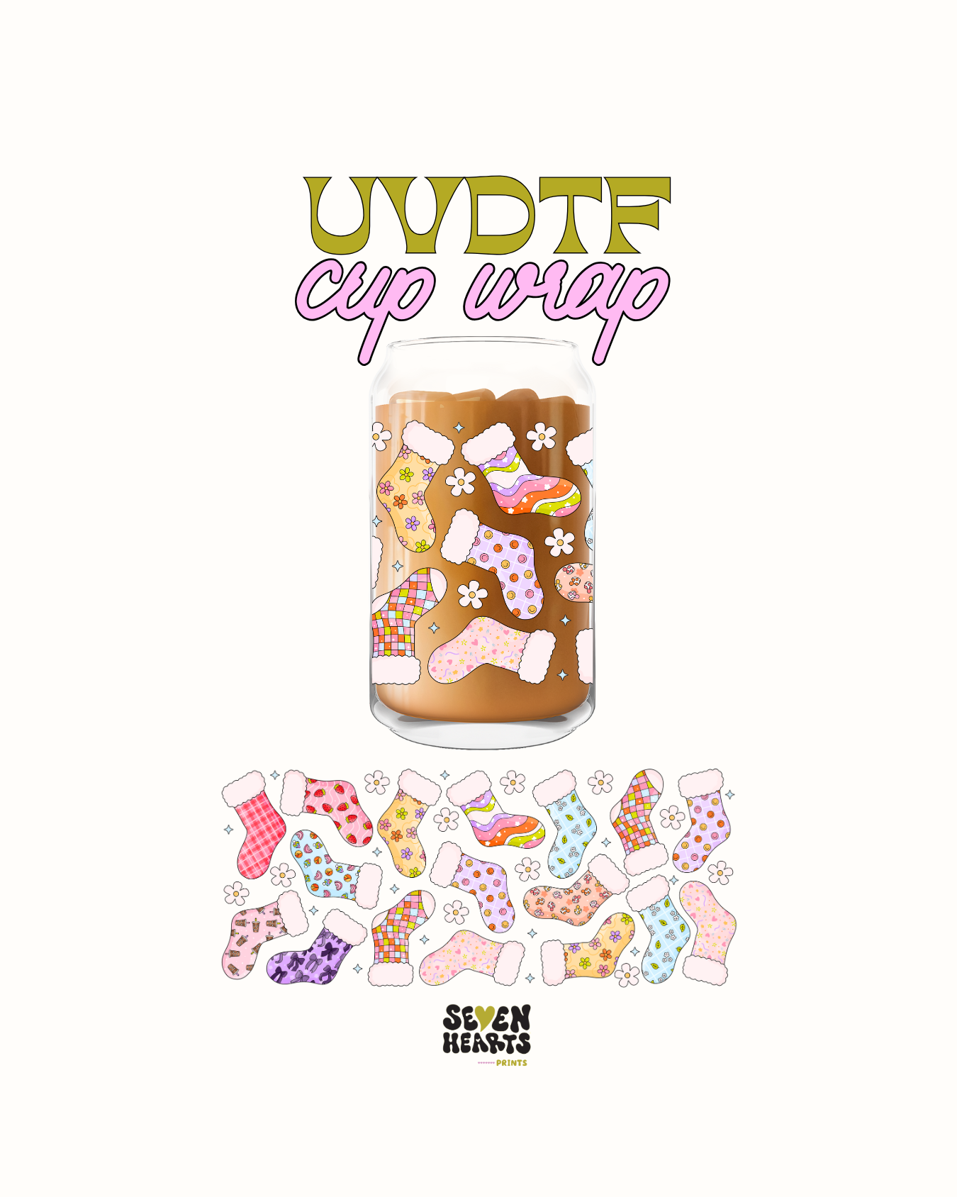 Colorful Christmas stockings- UVDTF Wrap