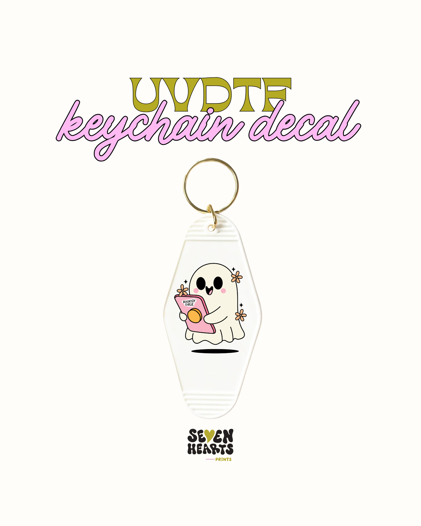 ghostly bookish girlie - UVDTF Keychain