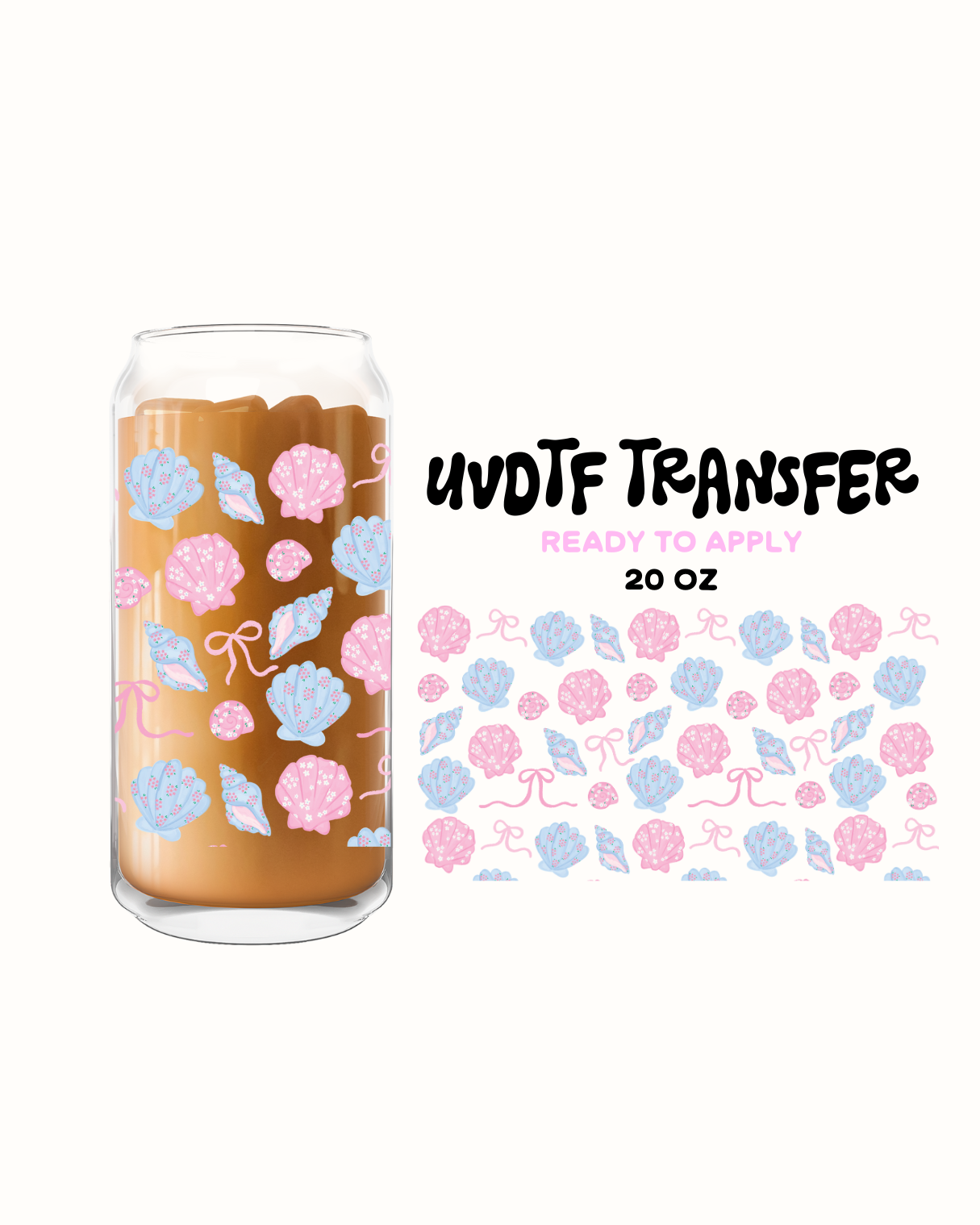 Sea shells 20 oz - UVDTF 20oz Cup Wrap