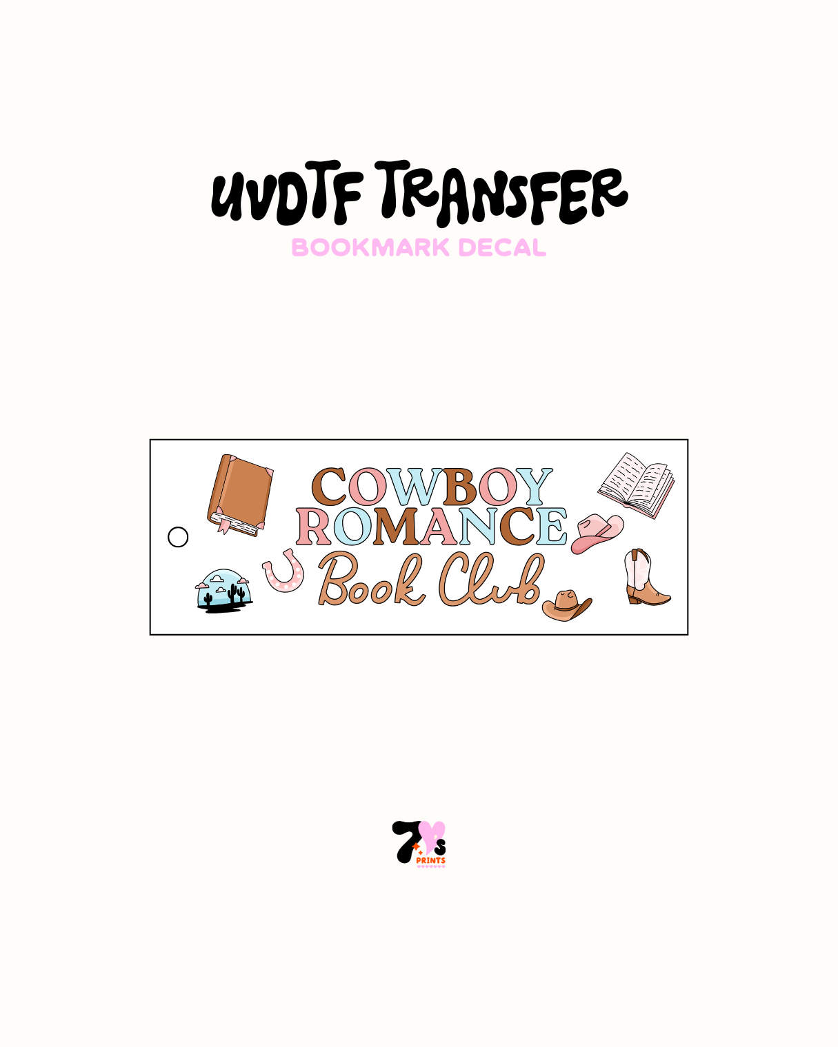 Cowboy romance- UVDTF Bookmark Decal