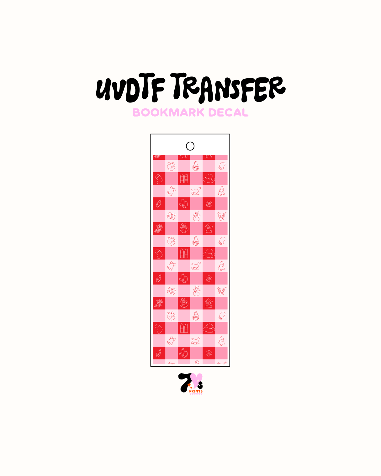 Christmas Checkered - UVDTF Bookmark Decal