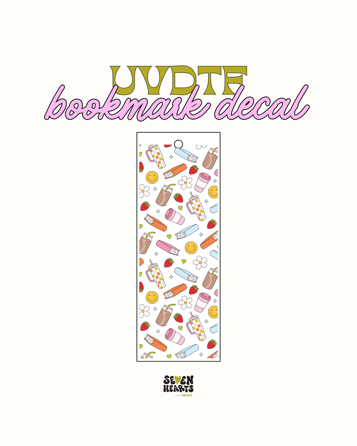 Iced coffee and books - UVDTF Bookmark Decal