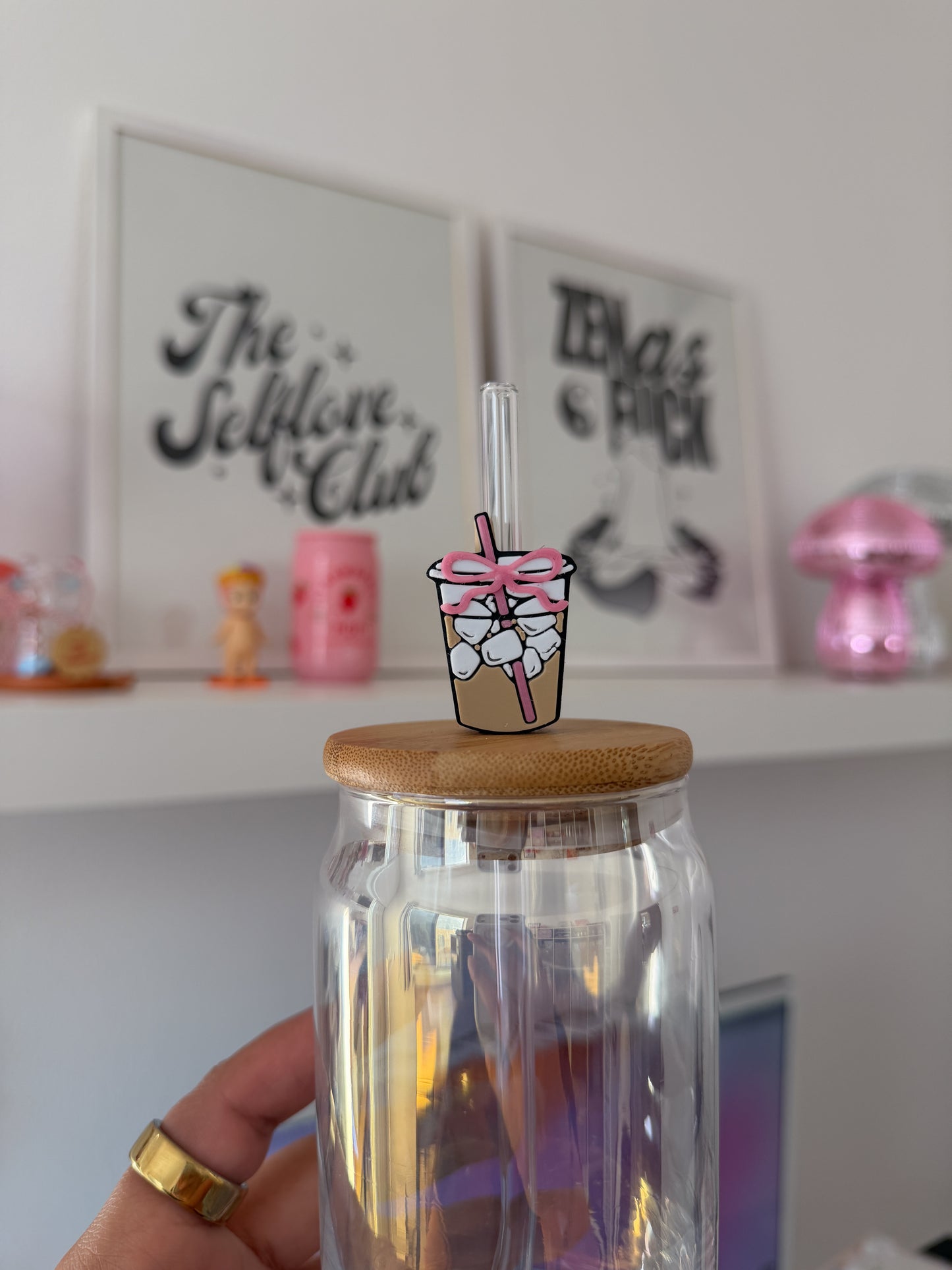 Iced Coffee Bow 3D Straw Topper