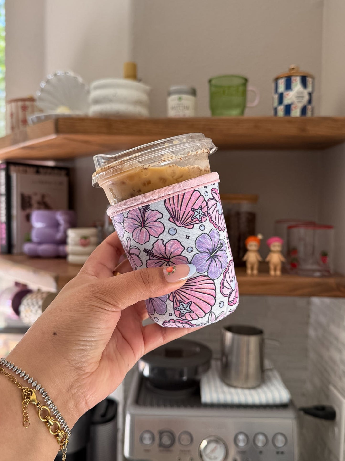 Seashell & Hibiscus - Coffee Sleeve