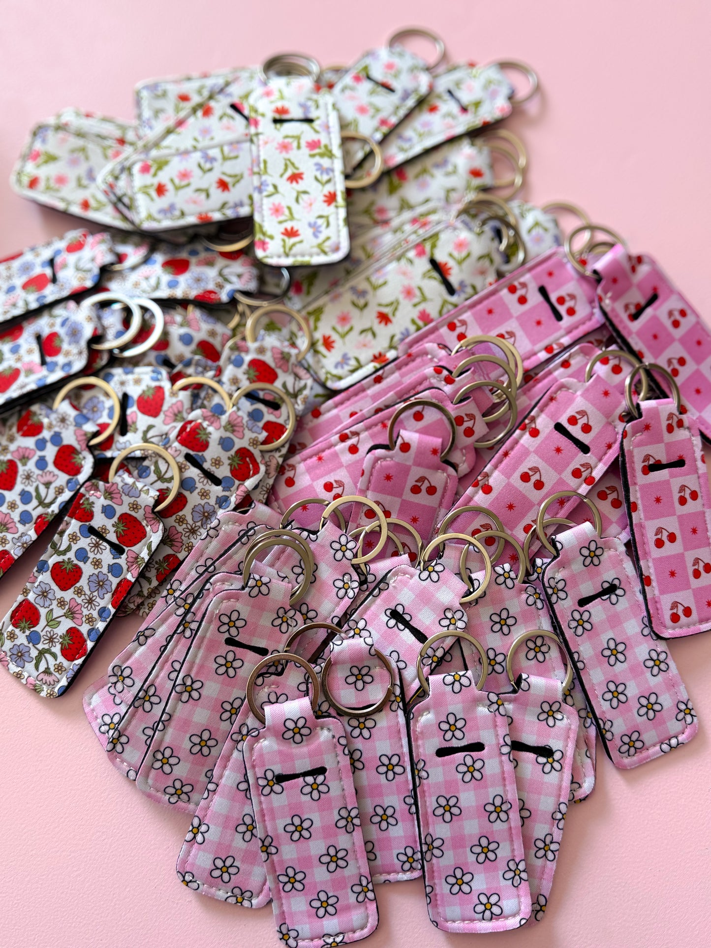 Strawberries and Blueberries - Chapstick Case Keychain (Set of 4)