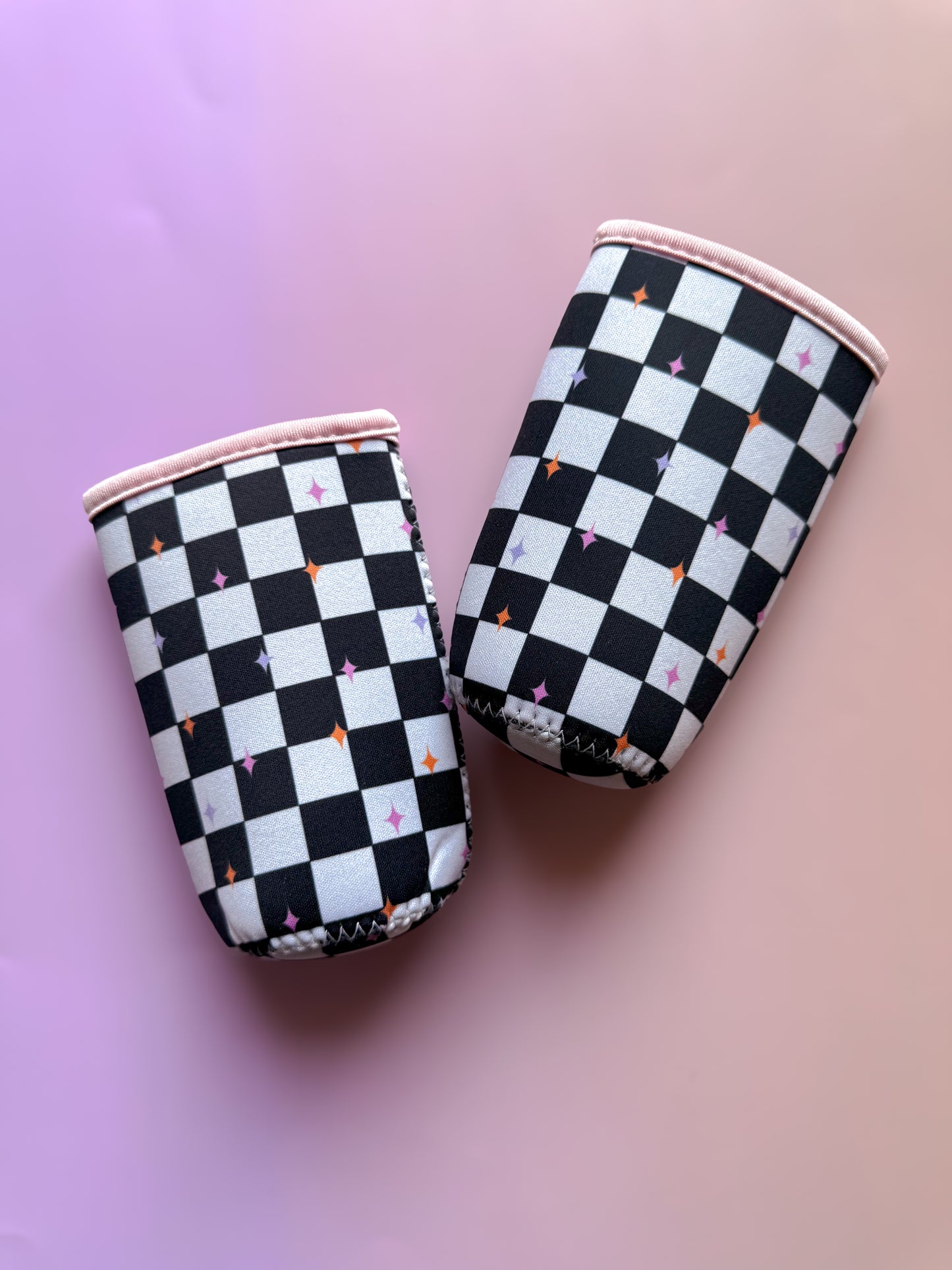Checkered & Stars - Slim can Sleeve Set of 4