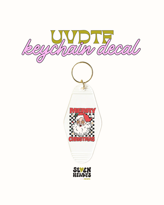 Merry christmas Santa chekers - Keychain Decal Set of 5 UVDTF