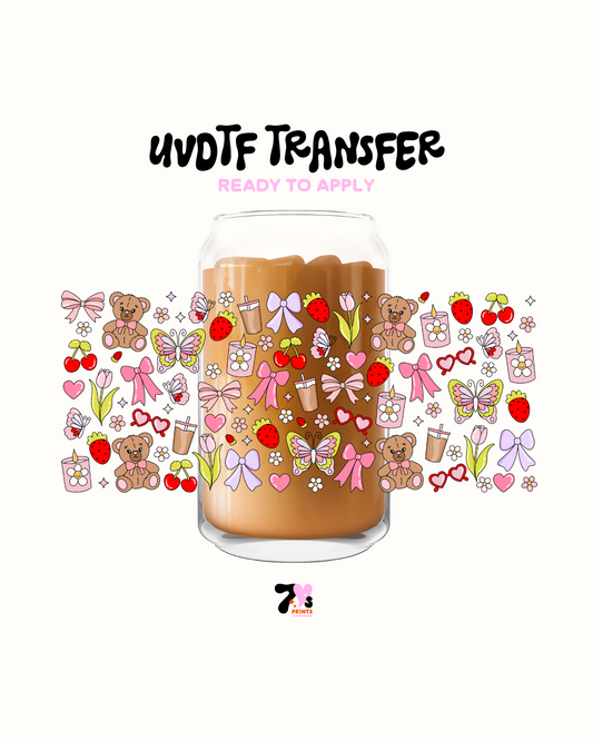 Pink teddy bear - UVDTF Wrap