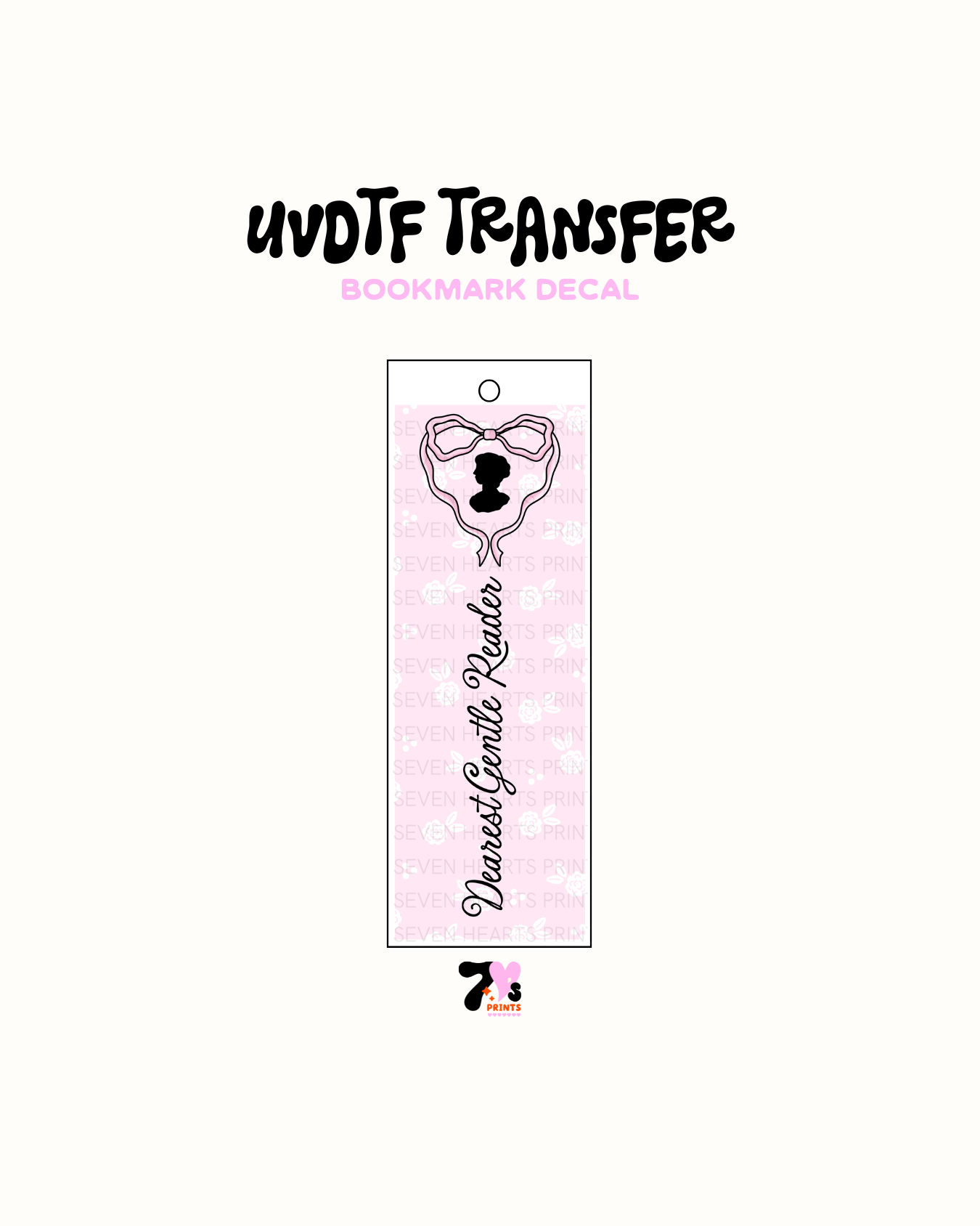 Dearest Gentle Reader (PInk Heart)- UVDTF Bookmark Decal