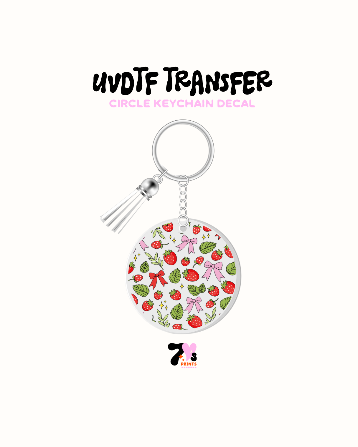 Strawberries and Flowers - Round Keychain
