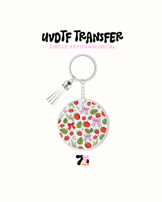 Strawberries and Flowers - Round Keychain