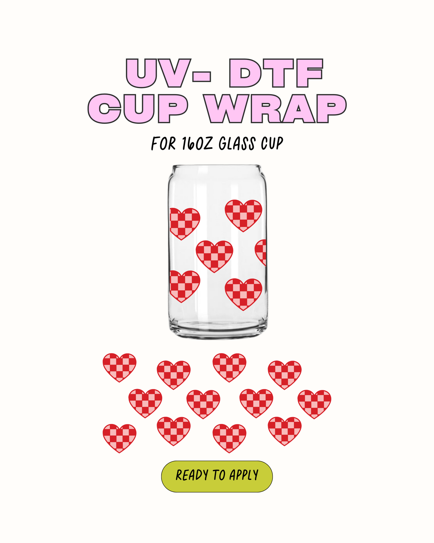 Checkered hearts - UV DTF