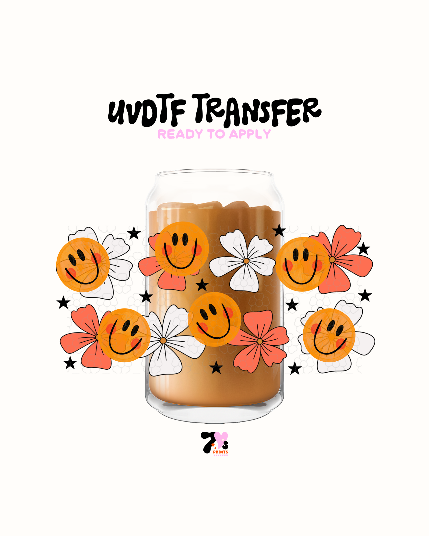 Happy face daisy flowers - UVDTF Wrap