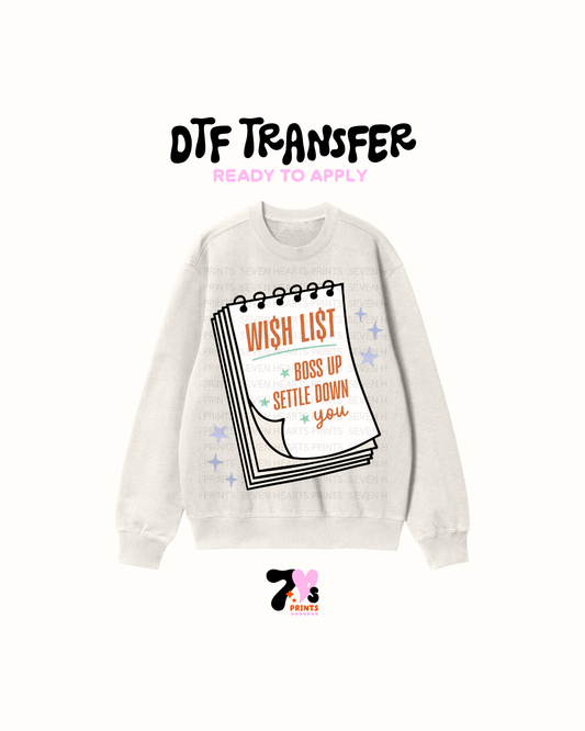 Boss up settle down  - DTF Transfers