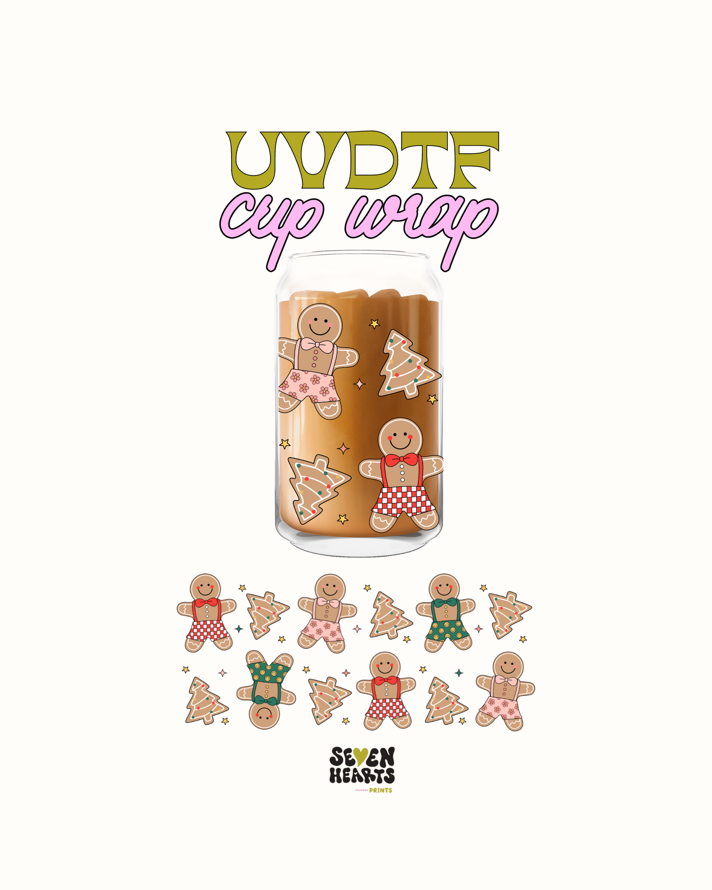 Pink ginger bread house and xmas tree cookies - UVDTF