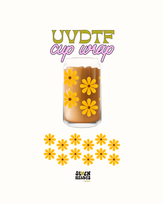 yellow groovy flowers - UVDTF