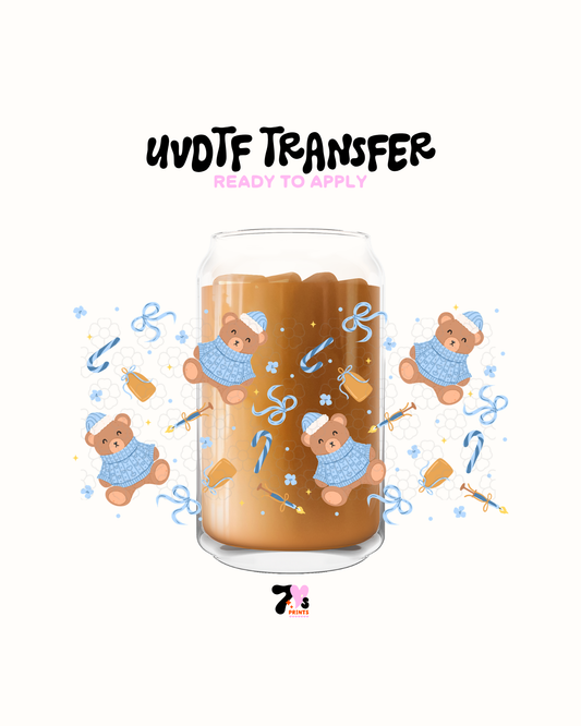 Blue candy cane bears - UVDTF Wrap