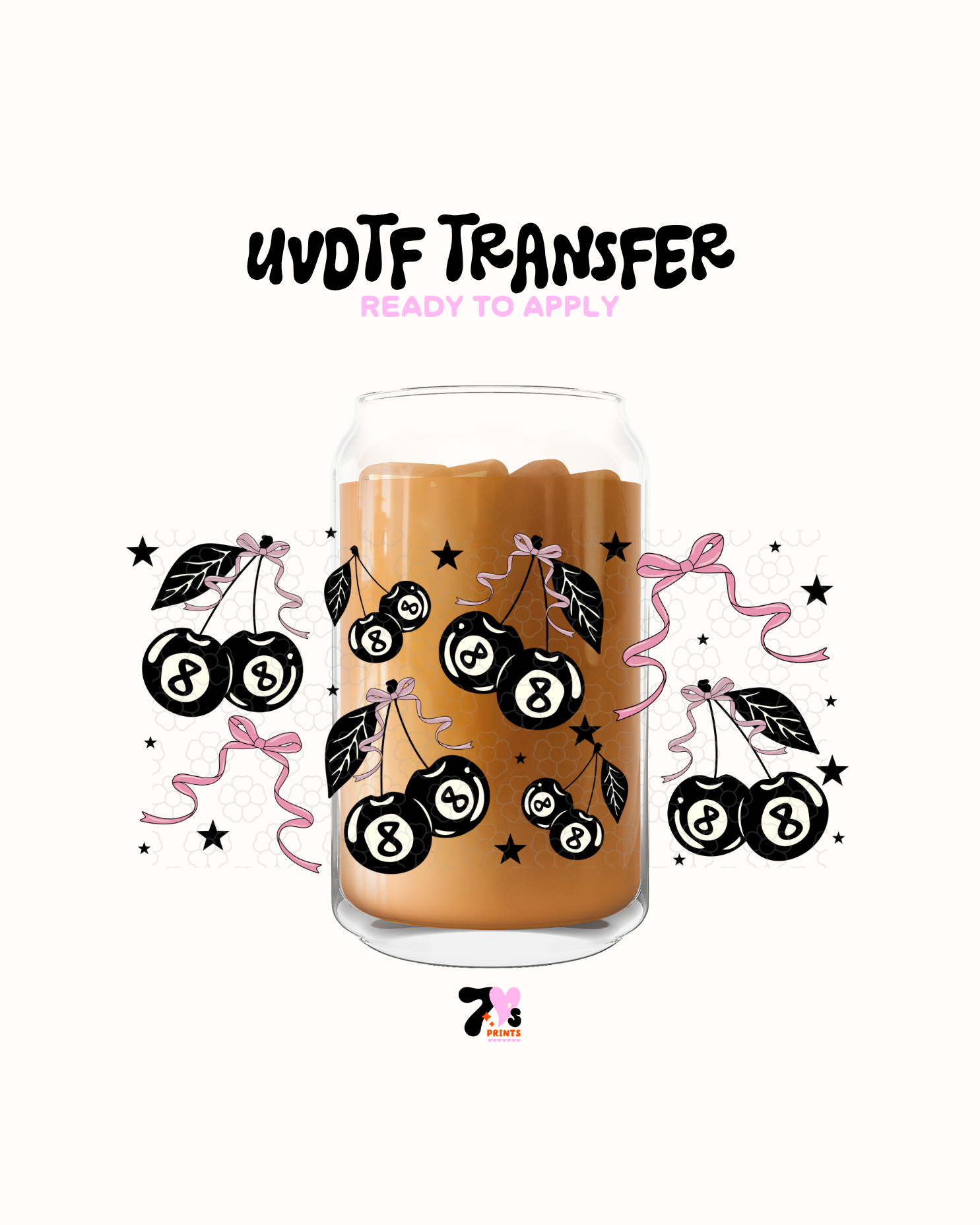 8 ball cherry and bows - UVDTF Wrap