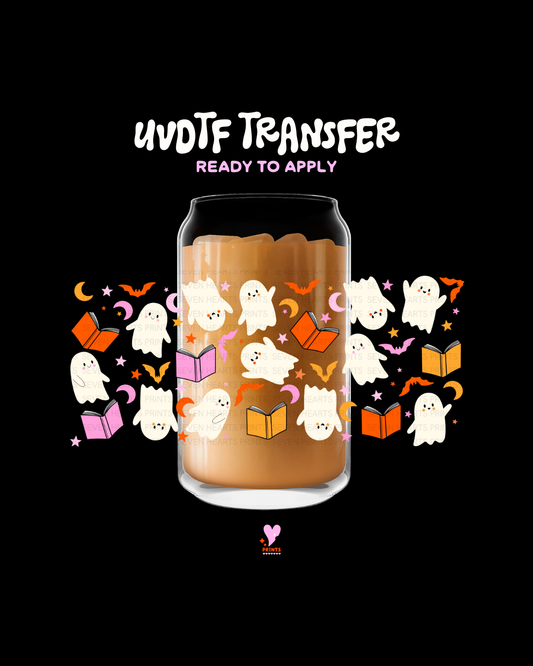 Cute Spooky Ghosties and books - UVDTF Wraps