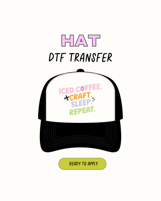 Iced coffee Craft sleep repeat - DTF Hat Transfers