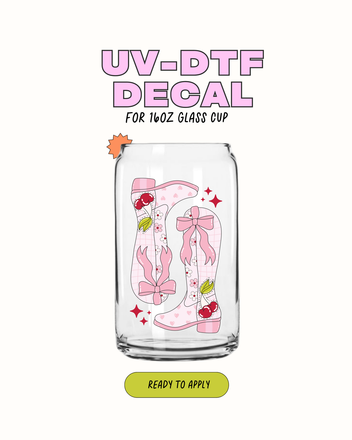 Cute Pink Howdy Boots - UVDTF Decal