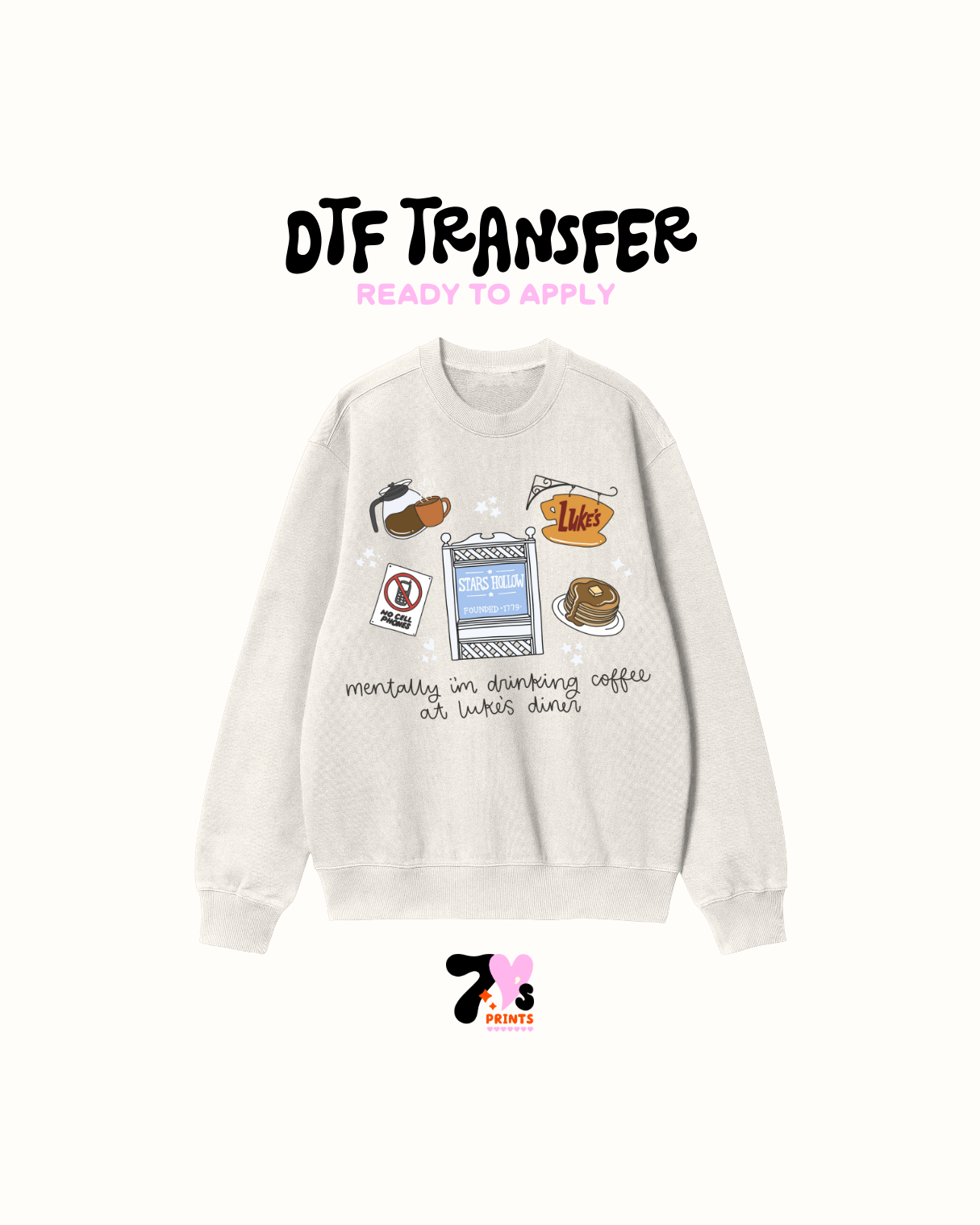 Mentally drinking coffee at Lukes diner - DTF Transfers