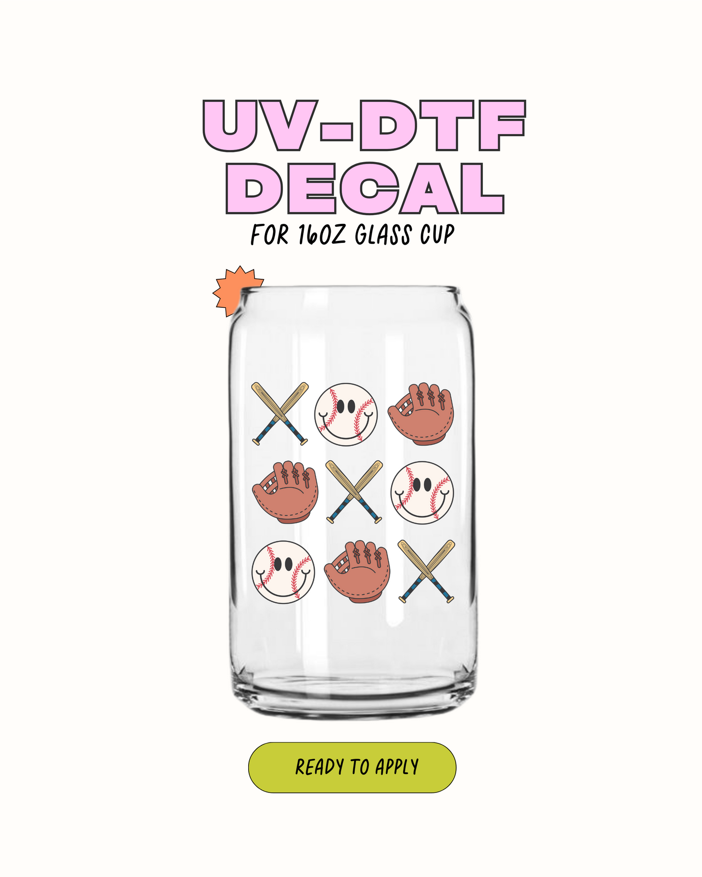 Baseball and smiley faces - UVDTF