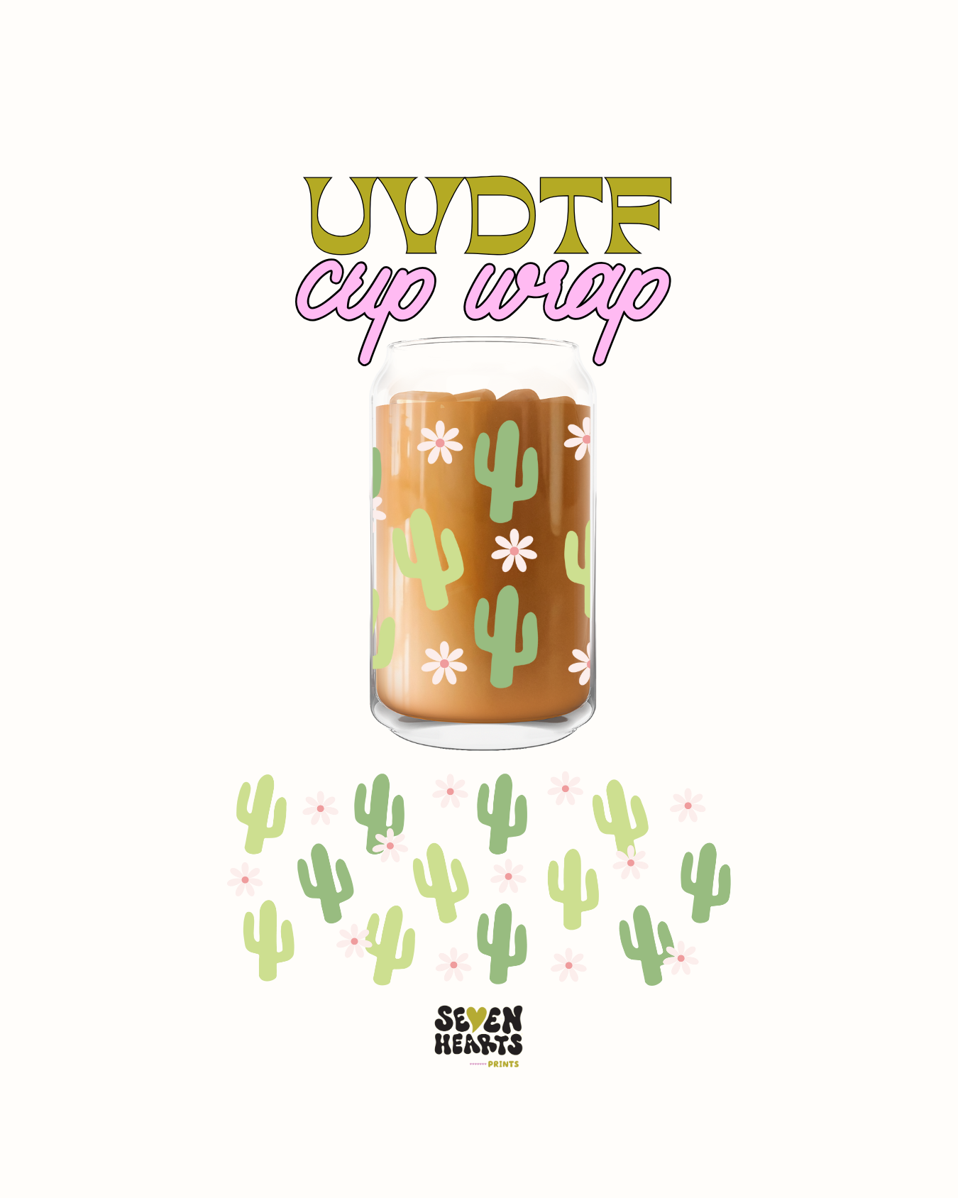 Cactus and flowers - UVDTF Wrap