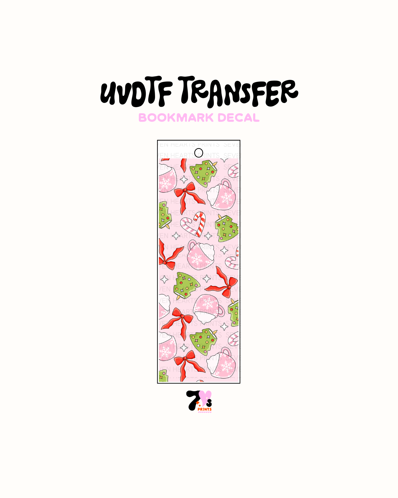 hot chocolate and cute xmas trees - UVDTF Bookmark Decal