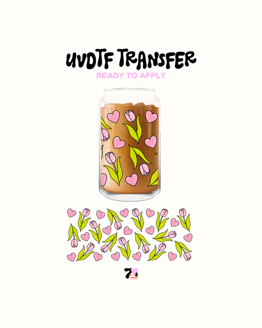 Pink roses and hearts - UVDTF Wrap