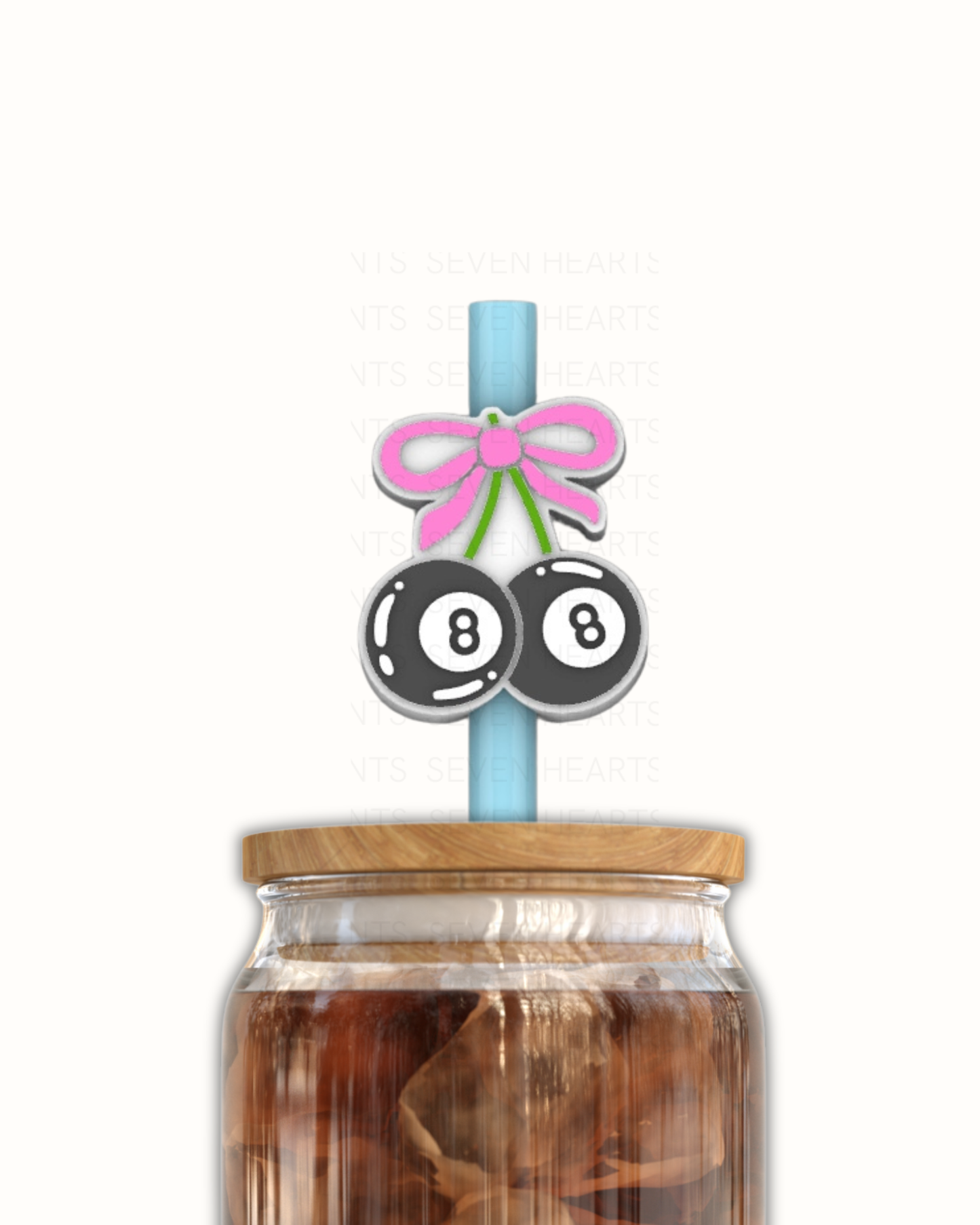 Cherry 8 Ball 3D Straw Topper