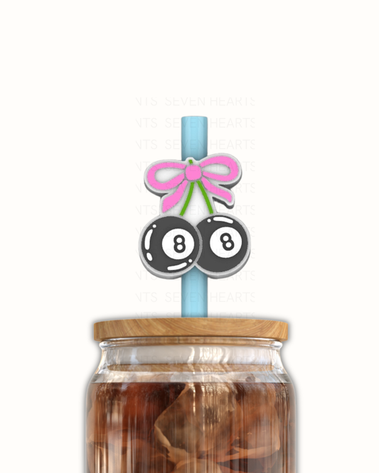 Cherry 8 Ball 3D Straw Topper