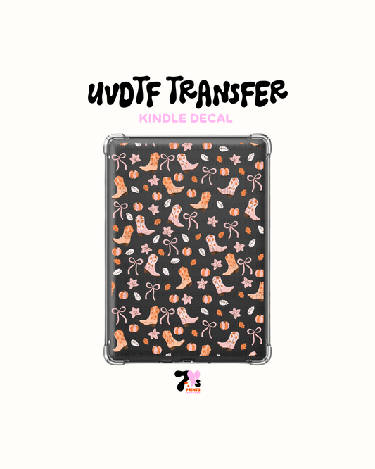 Fall vibes and boots - UVDTF Kindle Decal
