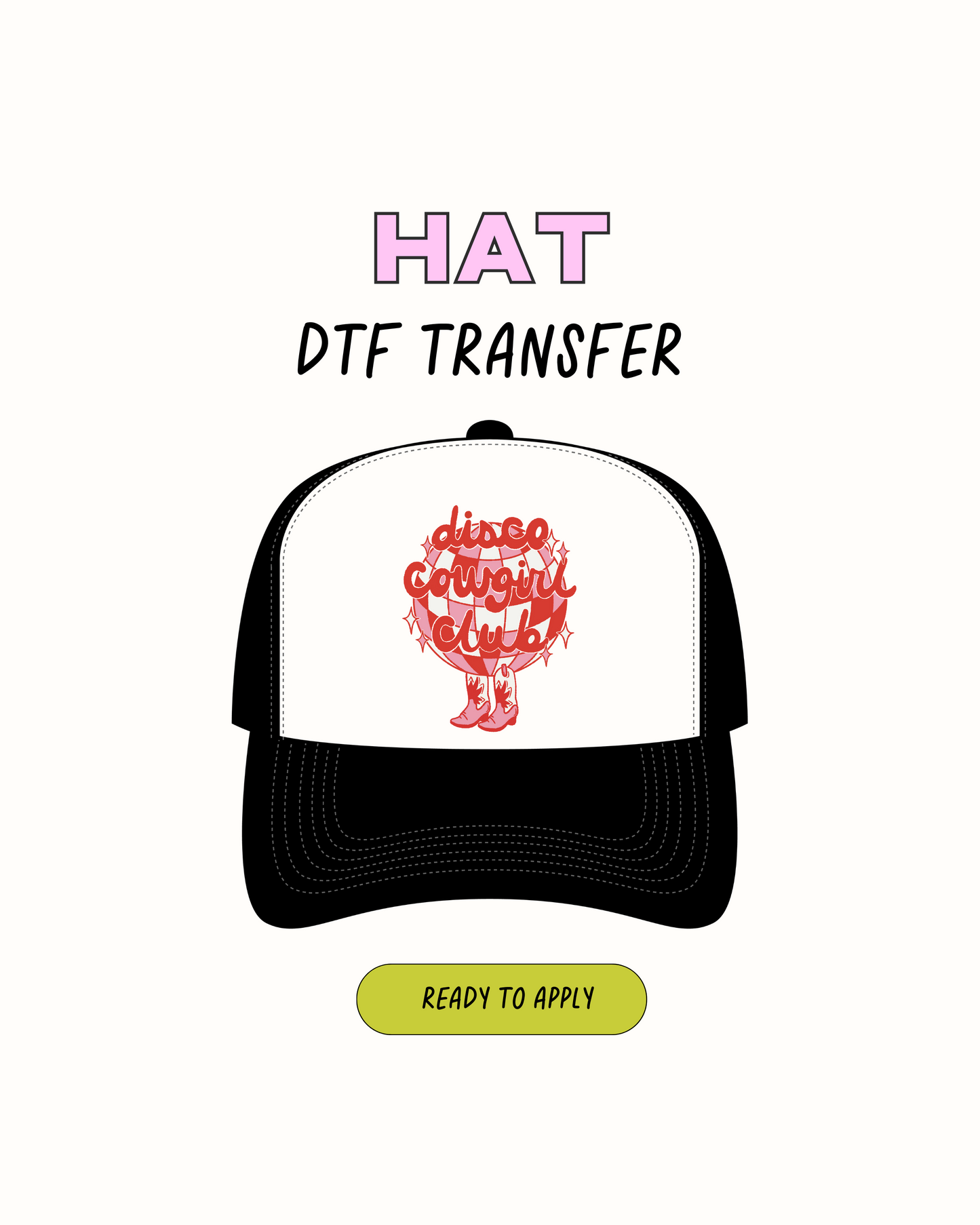 Disco Cowgirl Club - Transferencias de sombreros DTF 