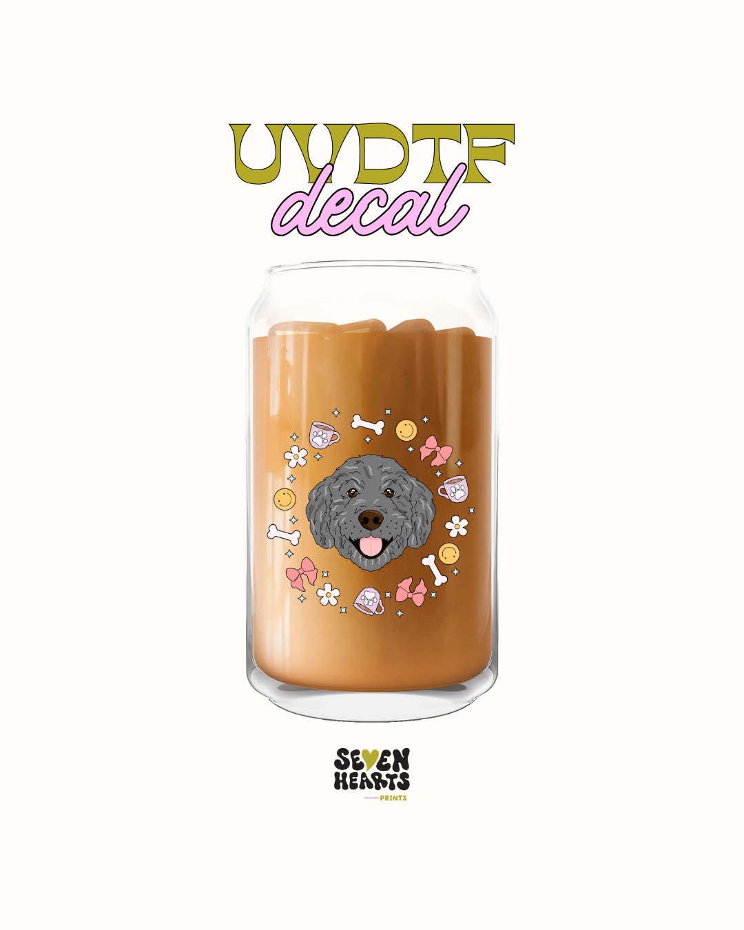 Gray lab doodle dog - UVDTF Decal