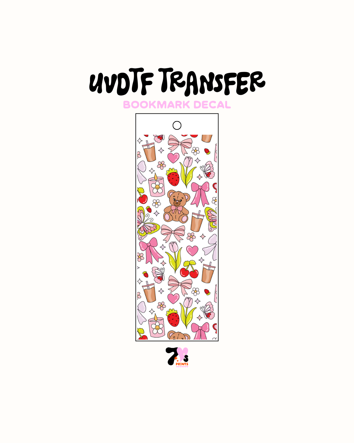 Teddy bears and flower candles - UVDTF Bookmark Decal