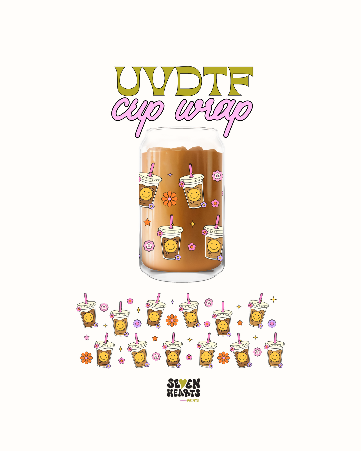 Iced coffee happy faces - UVDTF