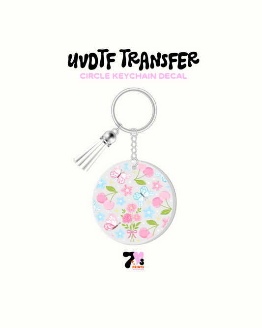 Flowers and butterflies - Round Keychain
