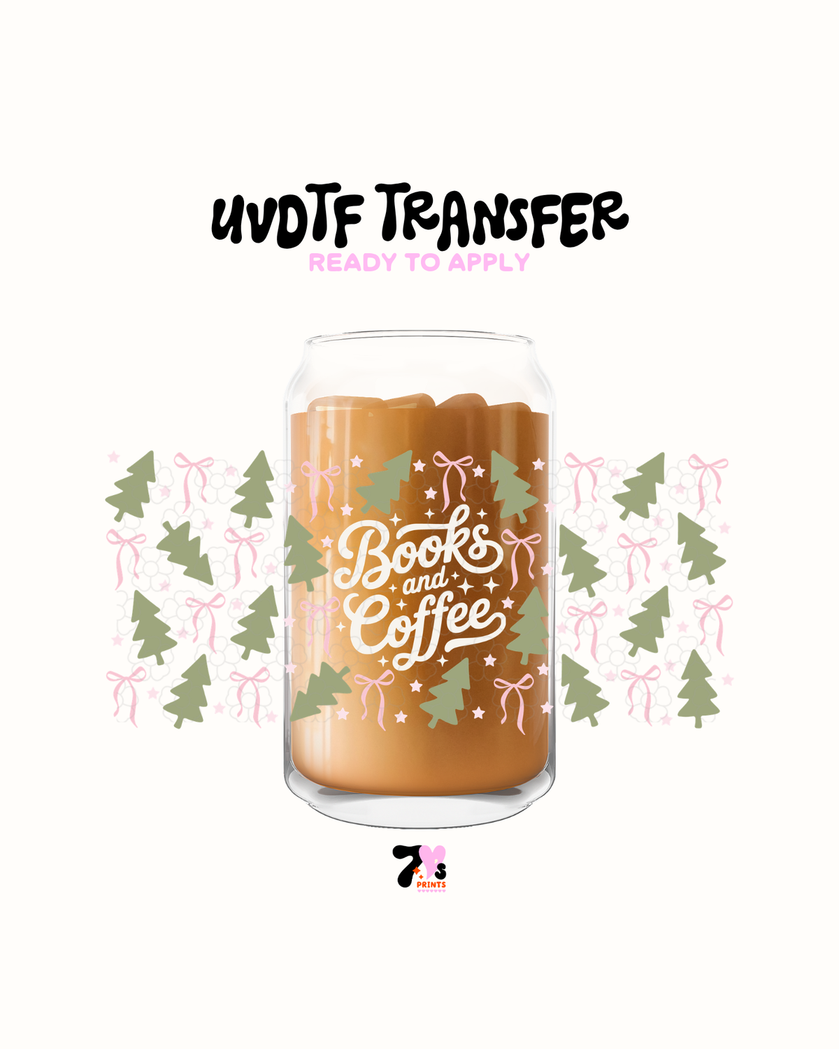 Books and Coffee white - UVDTF Wrap