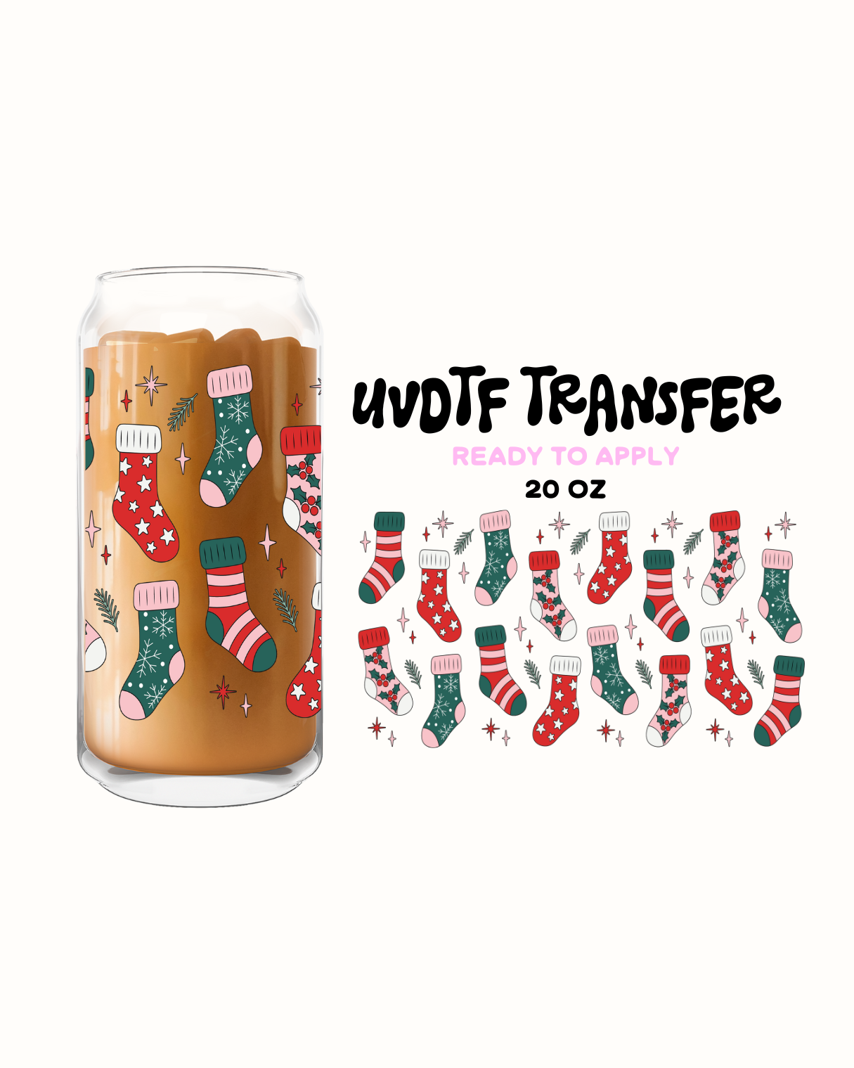 Christmas Stockings - UVDTF 20oz Cup Wrap