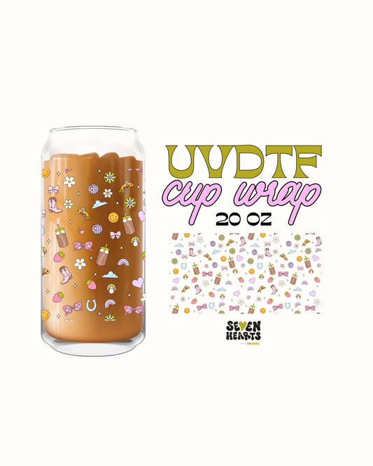 Cute Doodles - Double Sided UVDTF 20oz Cup Wrap