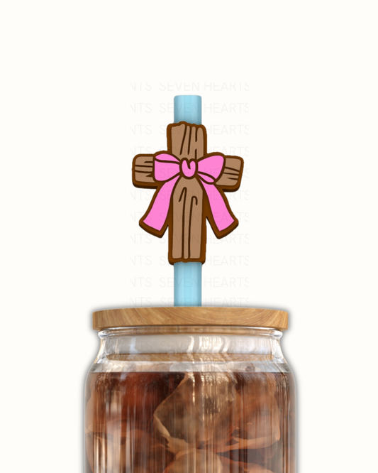 Cross and Bow 3D Straw Topper