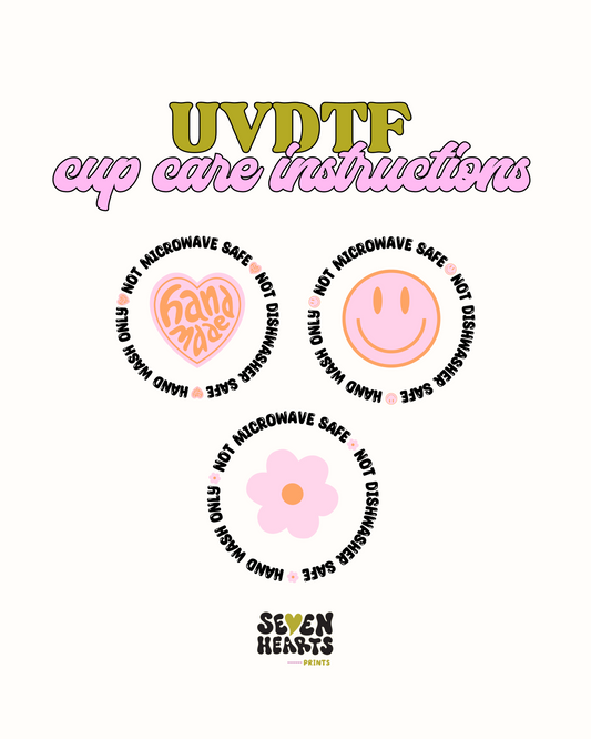 UVDTF Cup Care Instructions bundle set of 6