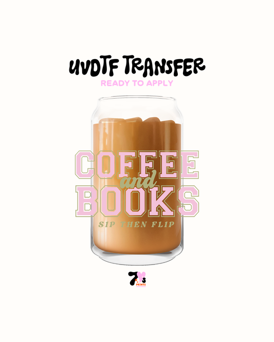 Coffee and books pink - UVDTF Decal
