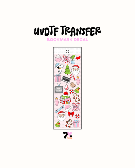 Xmas Icons Pink - UVDTF Bookmark Decal