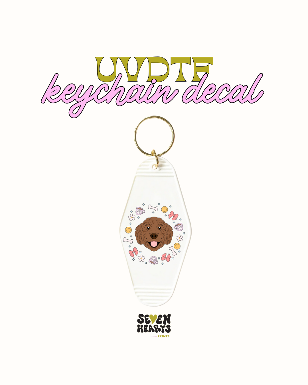 Brown lab-doodle- Keychain Decal Set of 5 UVDTF